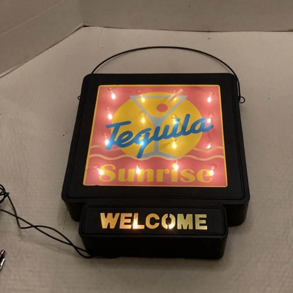 Vintage Light Up Tequila Sunrise Welcome Hanging Sign